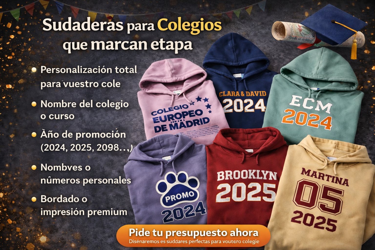 Sudaderas viaje fin de curso personalizadas